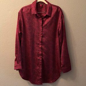 Vince Camuto Leopard Print Long Sleeve Blouse size S
